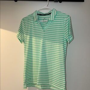 Women's Green Striped Golf Polo Shirt